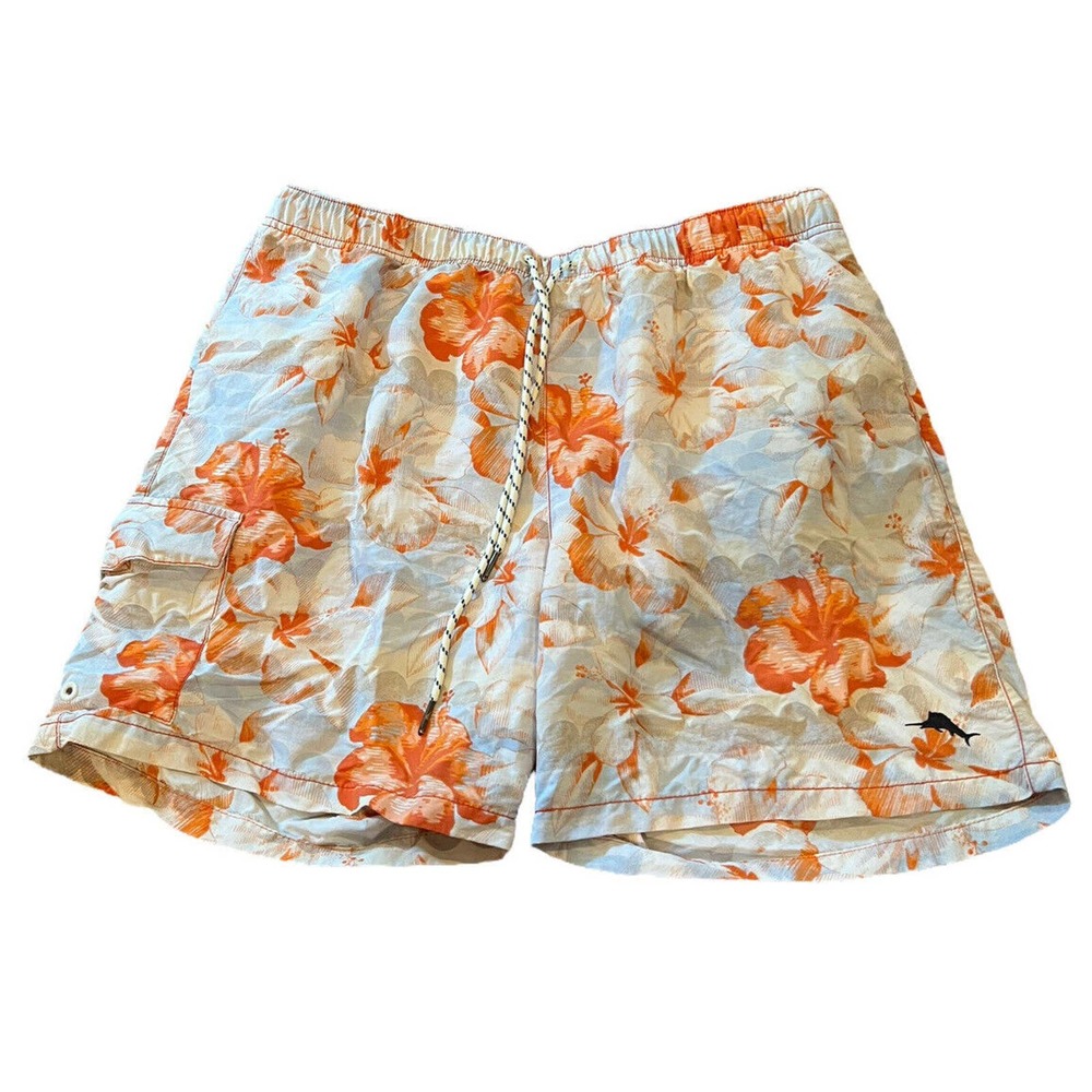 Tommy Bahama Relax Swim Trunks Mens XL Hawaiian Floral Mesh Lined Pockets